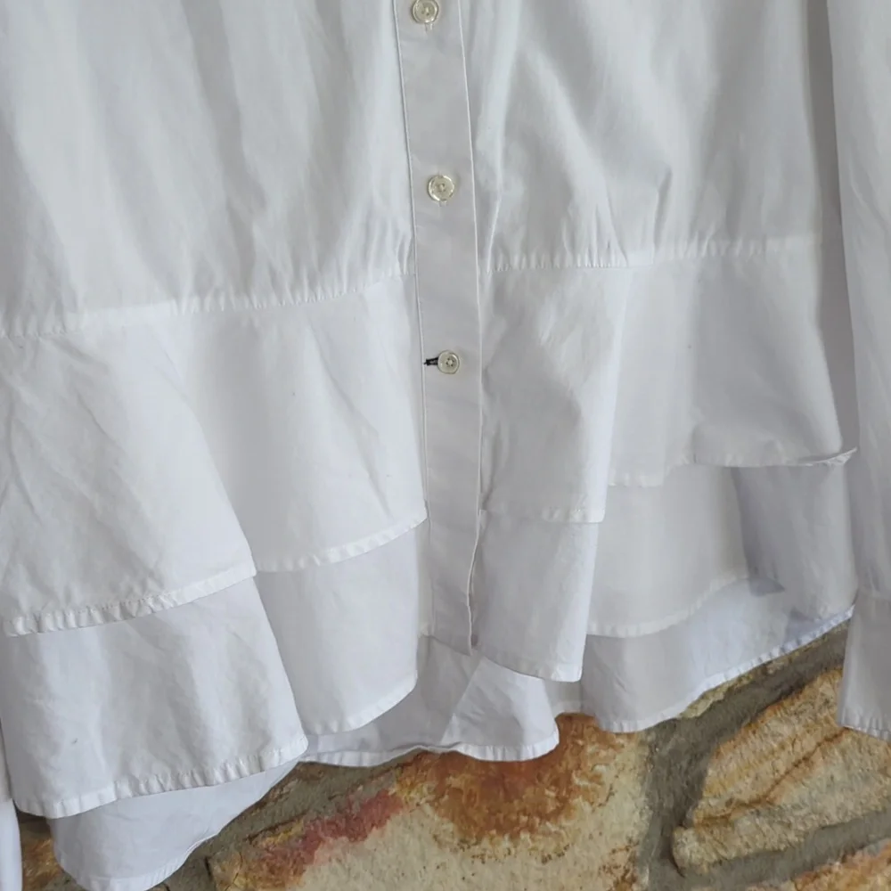 Kate Spade broome Street White Button-Up peplum Shirt